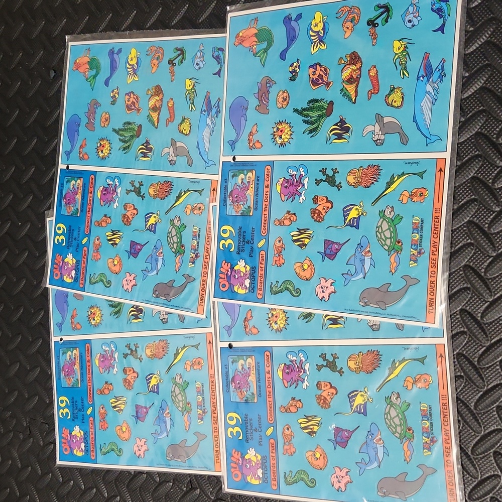 4 Vintage Ollie Octopus Ocean Adventure Sticker Activity Boards Lot 90s